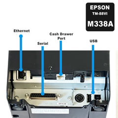 Epson TM-T88VI M338A POS Thermal Receipt Printer with USB, Serial & Ethernet Ports