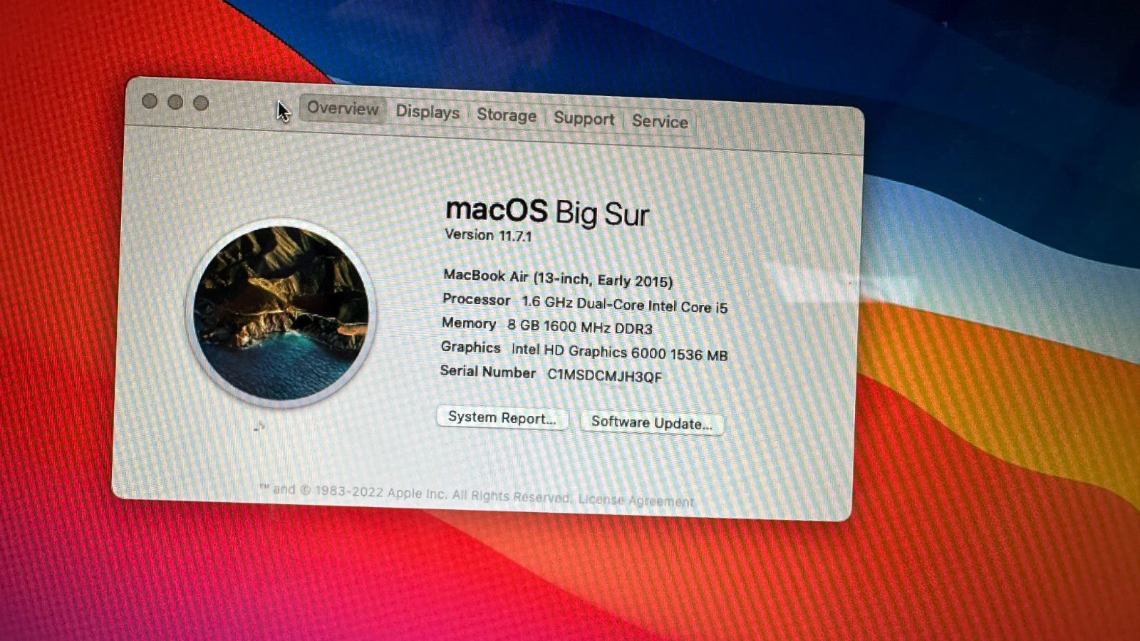 Apple Macbook Air (7,2) 13" Intel Core i5 1.6 GHz, 8 GB, 128 GB Flash Drive