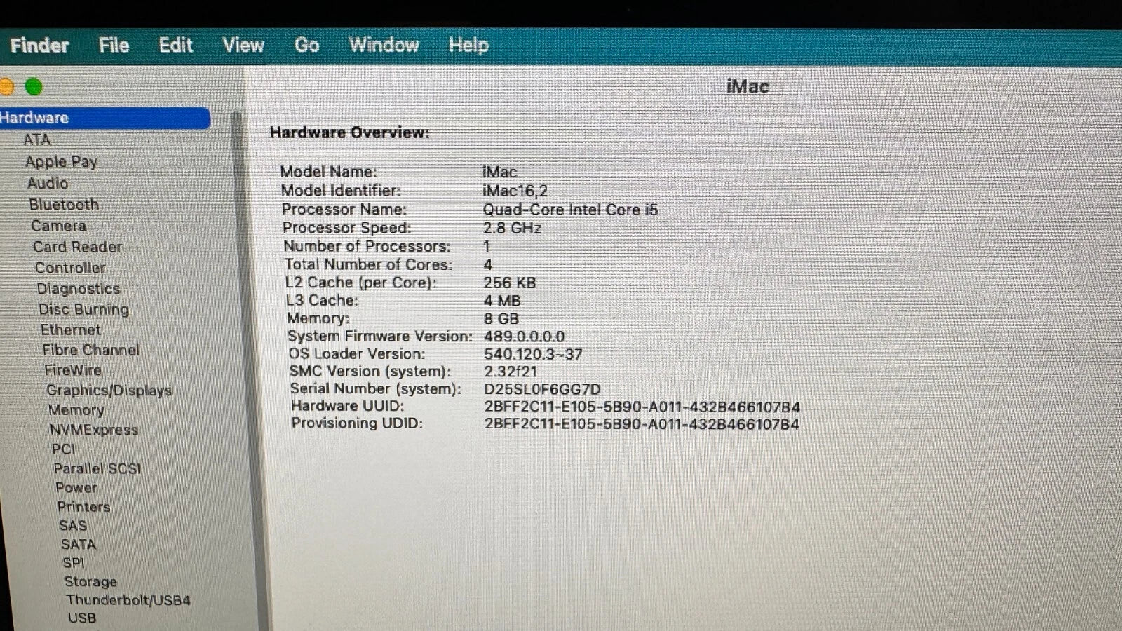 Apple iMac 21.5 Inch Quad Core i5 2.8 GHz (16.2) 8 GB Ram, 1.2 TB, Monterey