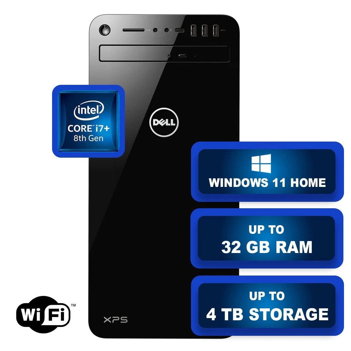 DELL XPS 8930 Desktop PC, Core i7-8700 up to 32 GB, 4 TB Storage, WiFi & Win 11