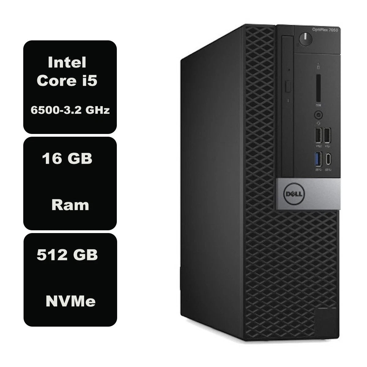 Dell OptiPlex 7050 SFF Core i5-7500 16 GB Ram, 512 GB NVMe, Win 10 Pro