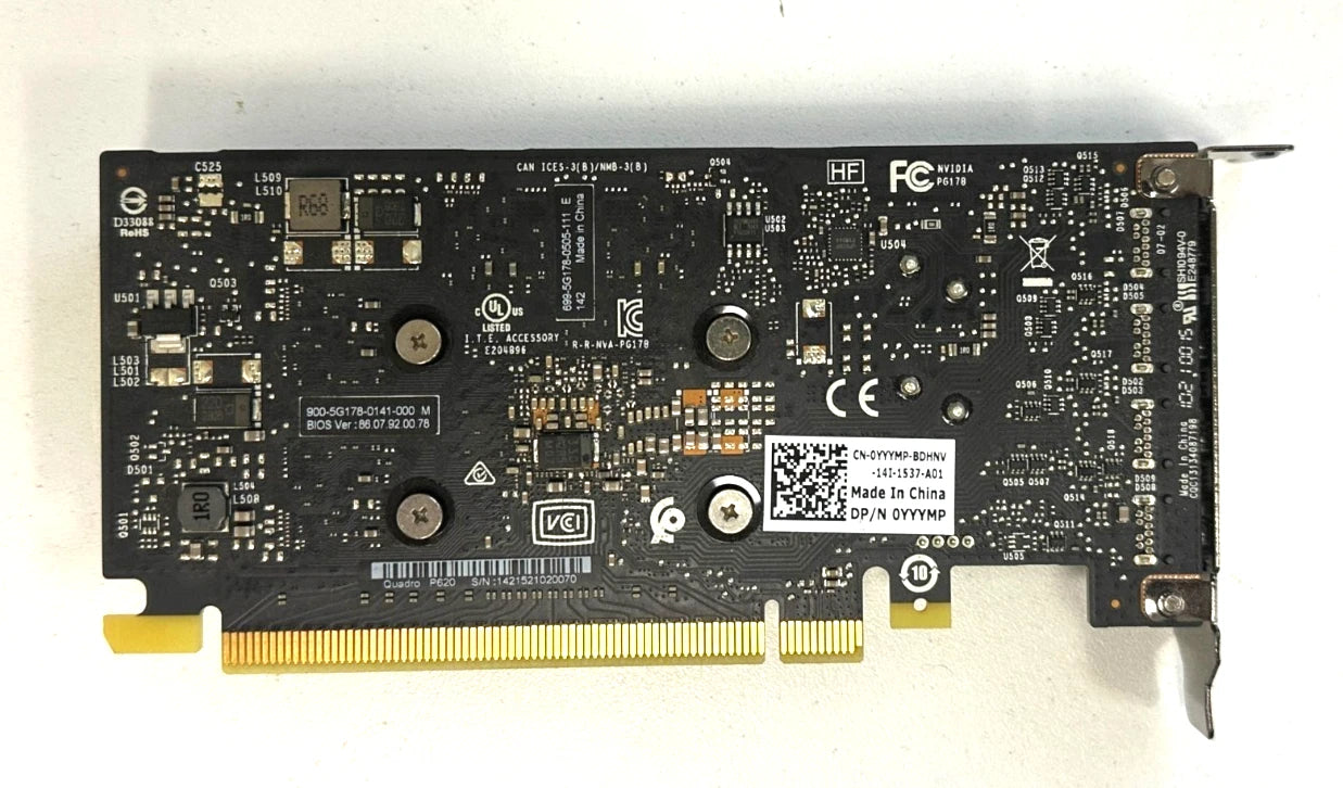 Dell NVIDIA Quadro P620 2GB GDDR5 PCIe Graphics Card P/N: 0YYYMP Low Profile