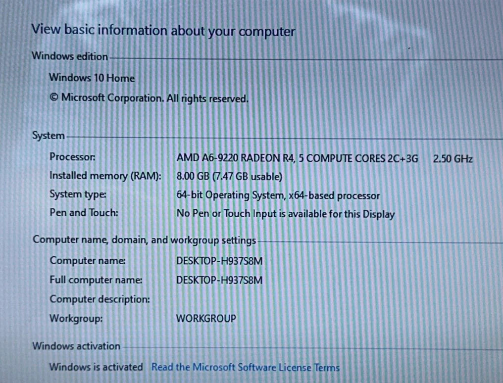 HP 15 Inch Laptop 15-bwo11dx | AMD A6, 8 GB Ram, 128 GB SSD, Windows 10