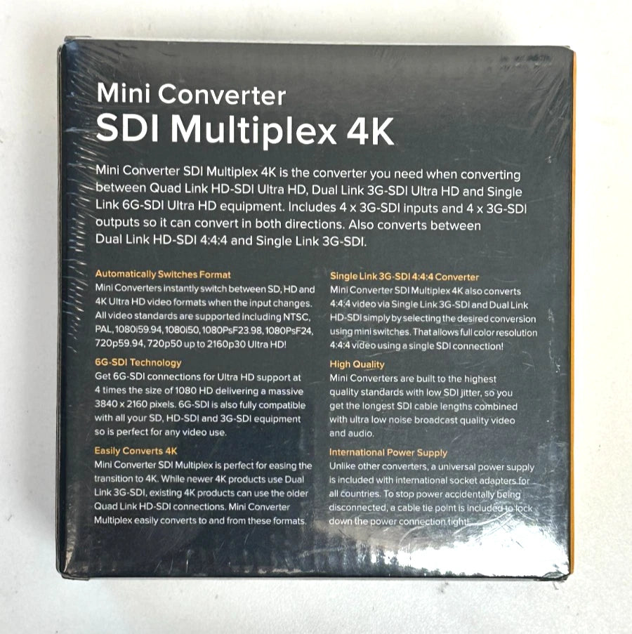 Blackmagic SDI Multiplex 4K Mini Converter 6G SDI Ultra HD / CONVMSDIMUX4K - NEW