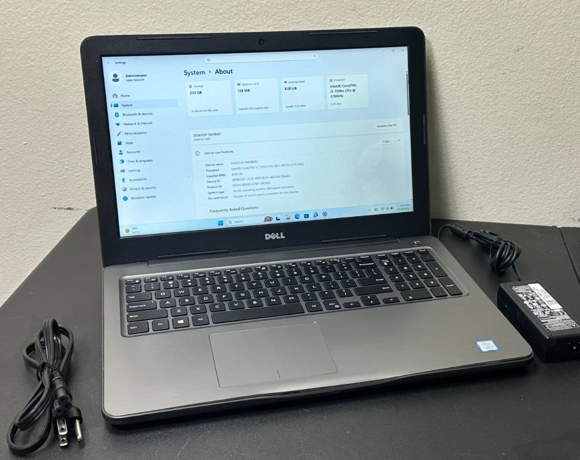 Dell Inspiron 5567 15.6" FHD Laptop Intel Core i5-7200 2.5 GHz, 8 GB, 250 GB SSD