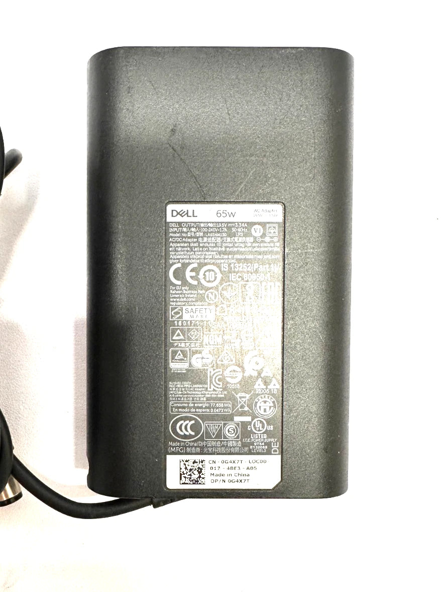Genuine Dell 65W Charger AC Power Adapter #LA65NM130 / 0G4X7T