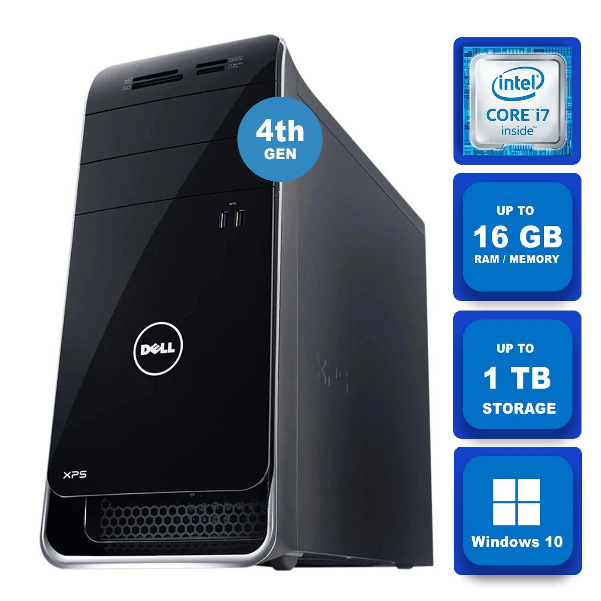 Dell XPS 8700 Desktop Core i7-4790-3.6 GHz up to 32GB Ram & 4 TB Storage