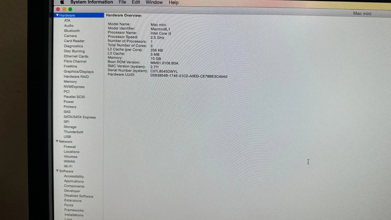 Apple Mac Min 6,1 Intel Core i5 2.5 GHz, 10 GB Ram, 500 GB SSD, Yosemite OSX