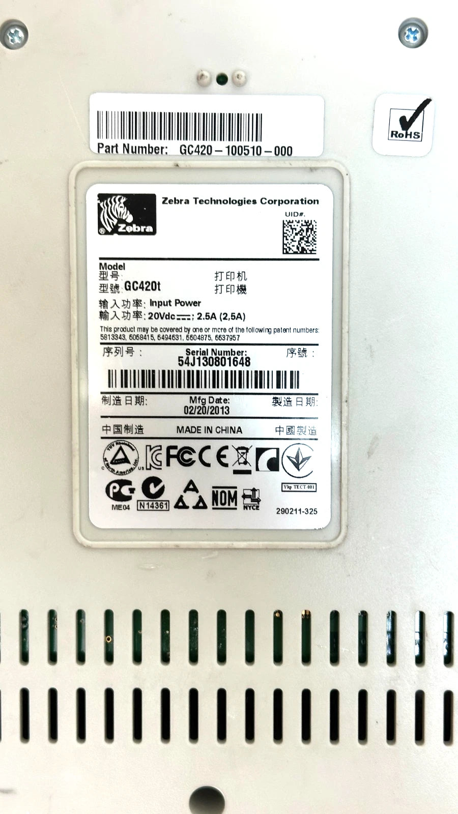 Zebra GC420T Desktop Thermal Transfer Barcode Label Printer USB Serial Parallel