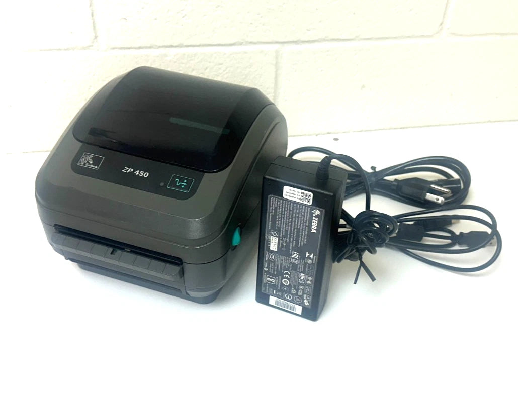 Zebra ZP450 Thermal Label Printer with USB & Serial Port + Power & Cables