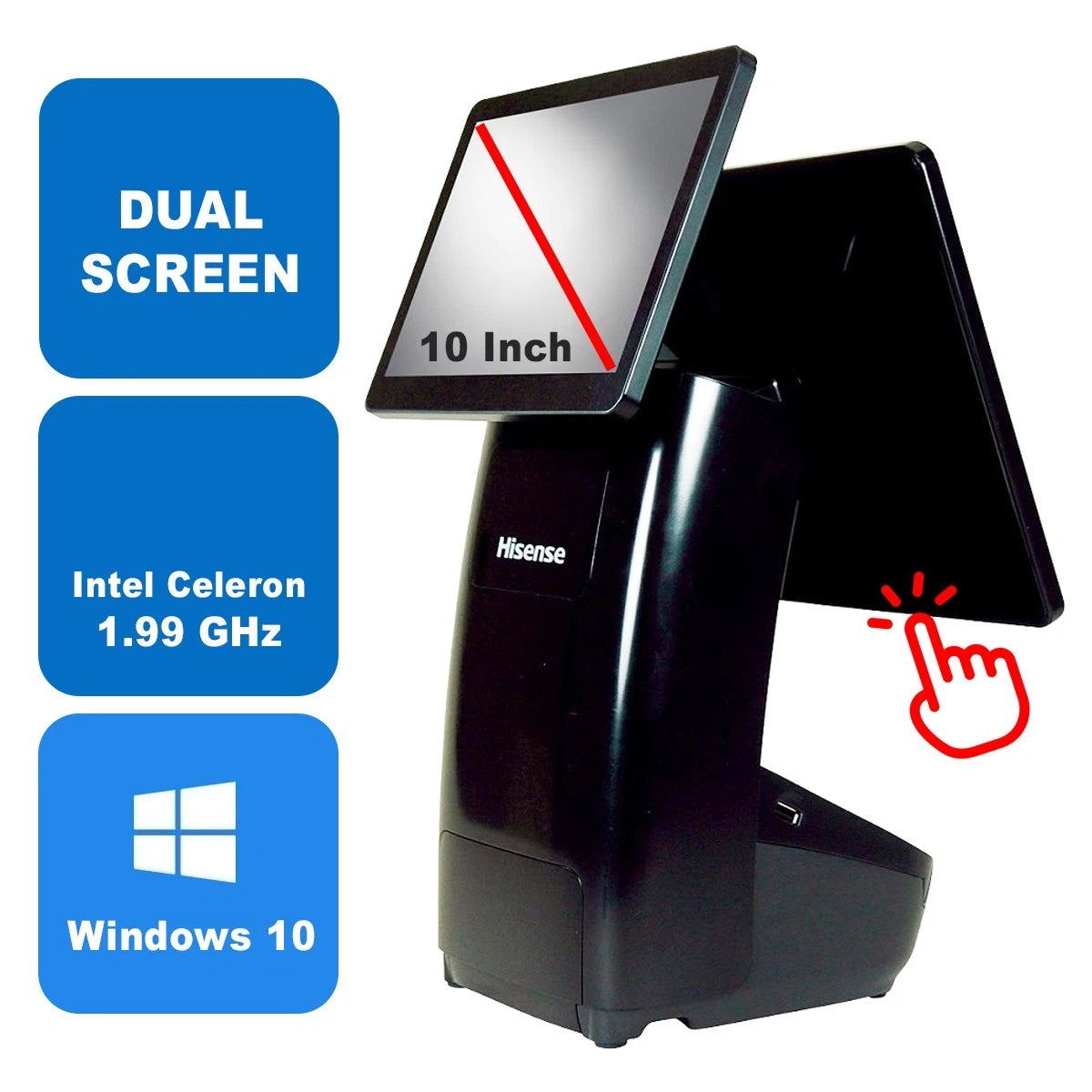 POS Touch Screen Hisense HK718E Dual Screen With Built-In Printer - Win 10 Pro