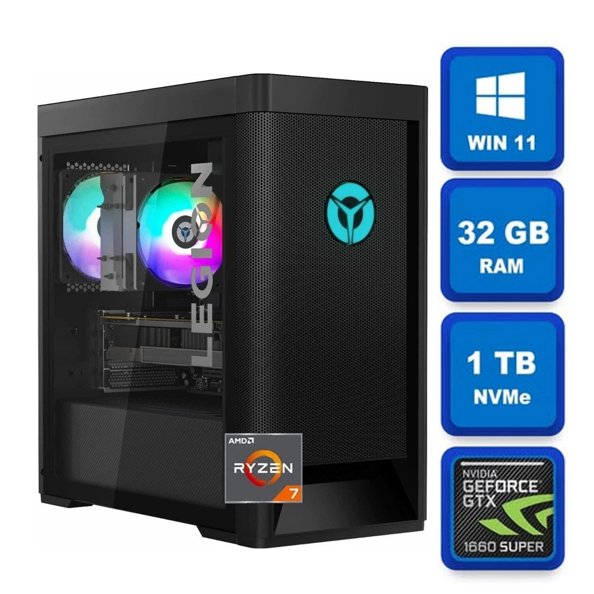 Lenovo Legion T5 AMD Ryzen 7- 5700, 32 GB Ram, 1 TB NVMe, GTX 1660, Win 11