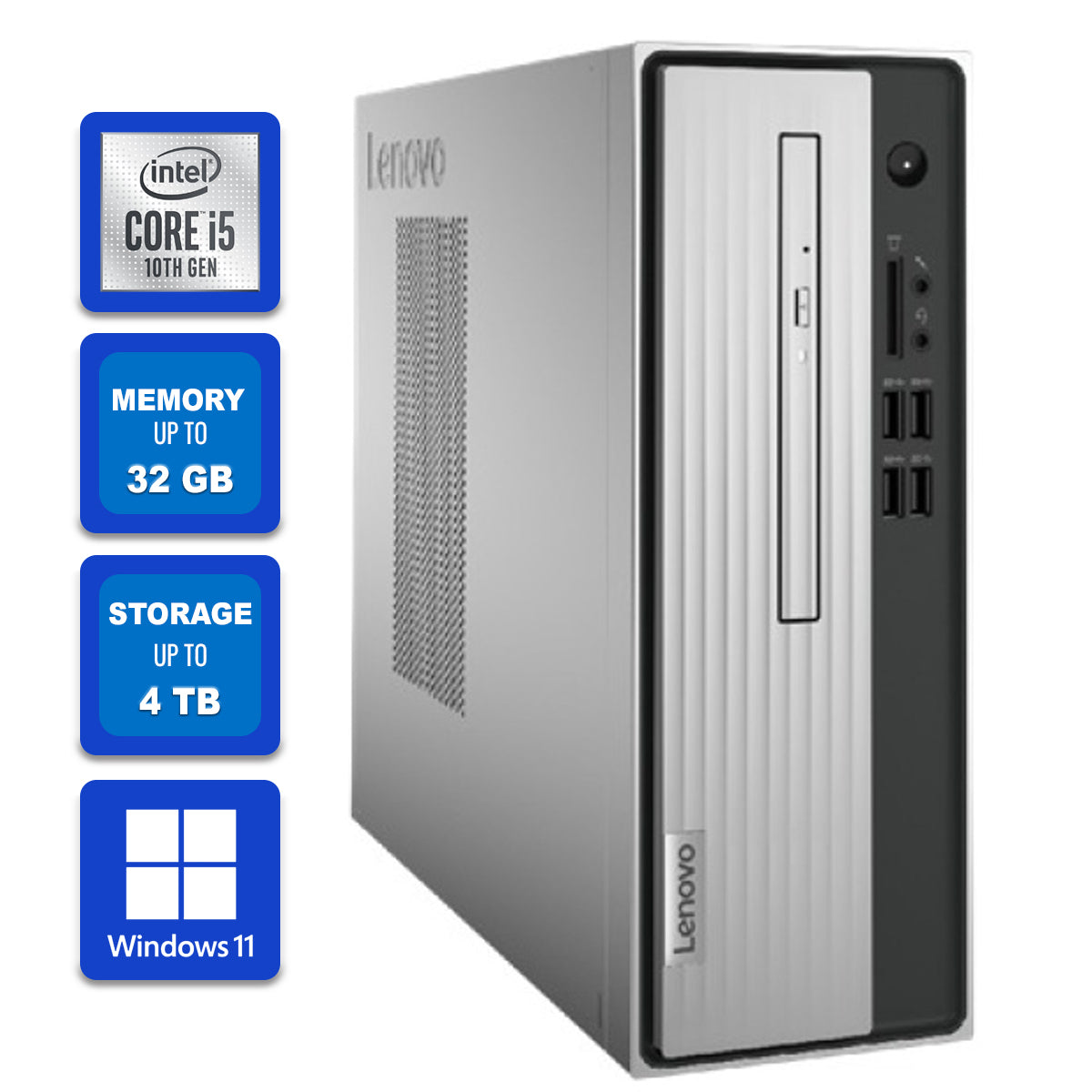 Lenovo IdeaCentre Desktop SFF, Intel i5-10th Gen, up to 32 GB Ram, 4 TB Win 11