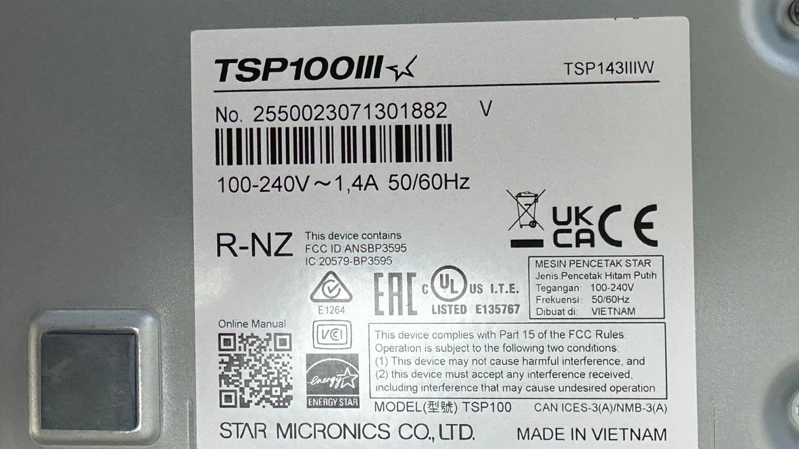 Star Micronics TSP143III Direct Thermal Monochrome Receipt Printer | New