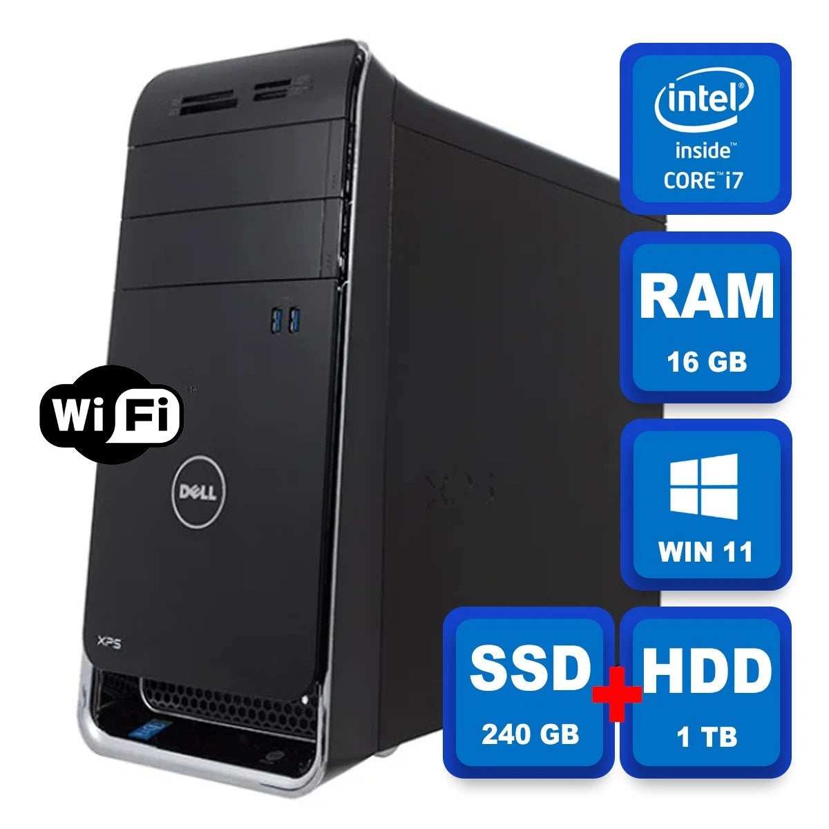 Dell XPS 8700 Quad Core i7 4790 - 3.6GHz, 16 GB Ram, 240 SSD + 1 TB HDD Win 11